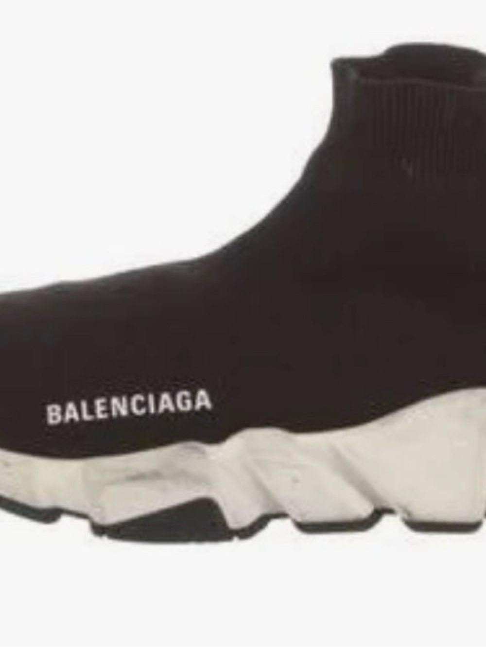 Balenciaga Black Knit Sock Runner with White Sole